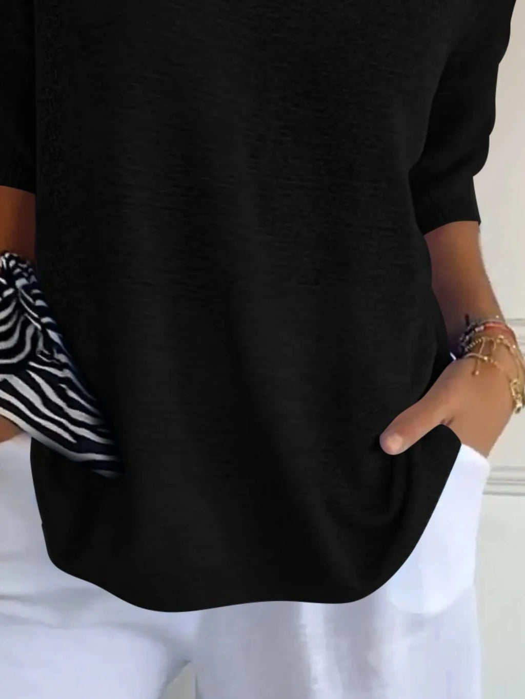 Sarah Express Women's Relaxed Fit Ribbed Hem Sweater Plus Size