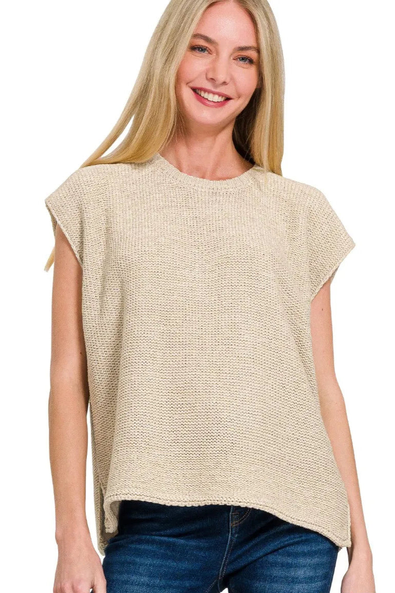 Sarah Express Women’s Oversized Crew Neck Sweater Vest Casual