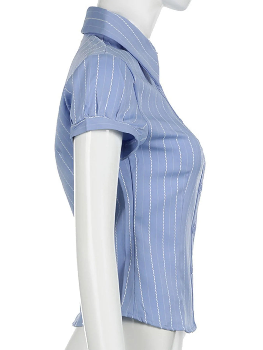 Sarah Express Women's Striped Button-Down Collared Shirt