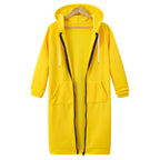 Women's Hooded Fleece Long Jacket with Zipper