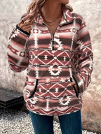 Sarah Express Women's Geometric Half Zip Long Sleeve Sweatshirt