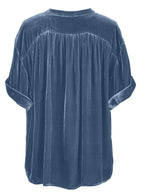 Sarah Express Women's Ruched Round Neck Short Sleeve Shirt