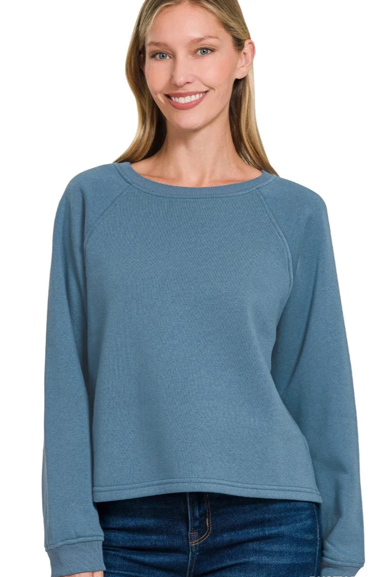 Sarah Express Women’s Oversized Fleece Raglan Sweatshirt Casual Fall Winter