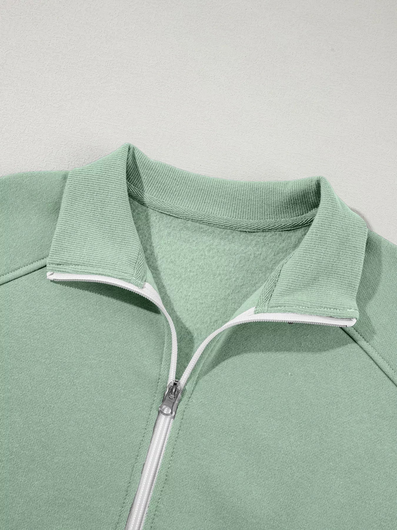 Sarah Express Women's Drop Shoulder Zip Up Jacket and Drawstring Pants Active 2pcs Set