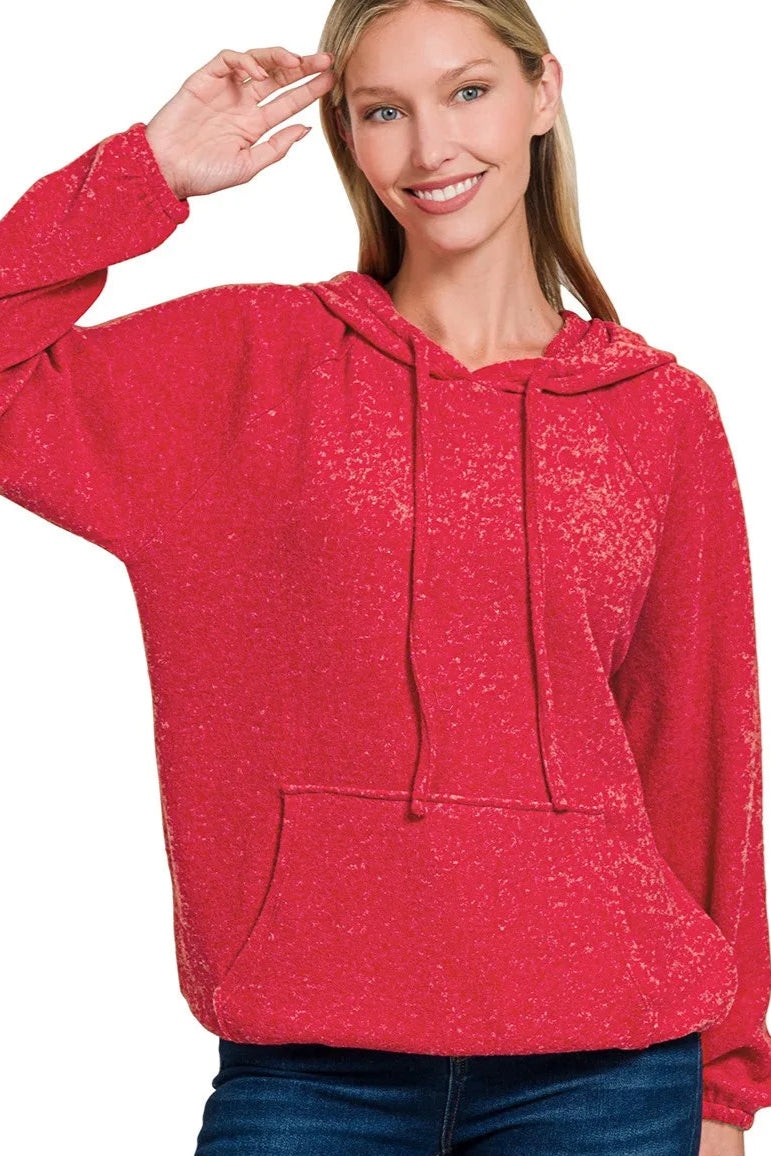 Sarah Express Women’s Brushed Melange Hacci Hoodie Sweater Casual