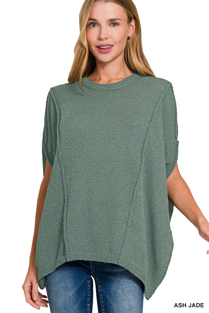 Trendsi Zenana Drop Shoulder Short Sleeve Knit Top