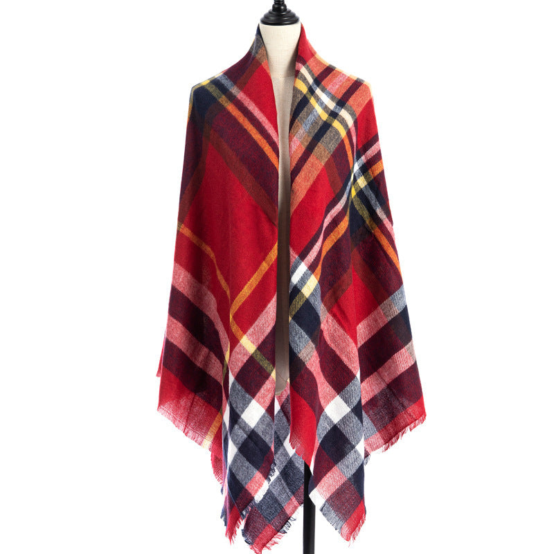 Women's Oversized Square Scarf Cashmere-like Double-Sided Shawl 140cm Woven Fall Winter Accessory
