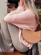 Sarah Express Women's Ribbed Round Neck Dropped Shoulder Sweater