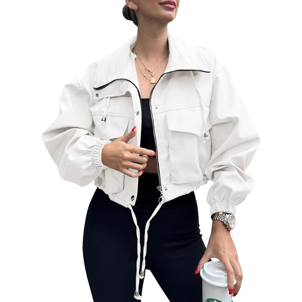 Women's Zipper Trench Coat Short Jacket