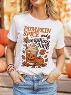 Sarah Express Women's Fall Vibe Thanksgiving Graphic T Shirt White