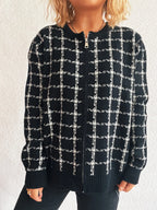 Sarah Express Women's Plaid Pattern Zip Up Cardigan