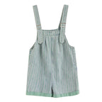 Women's Striped Denim Shortalls High Waist Wide Leg - Summer Casual Urban Overalls