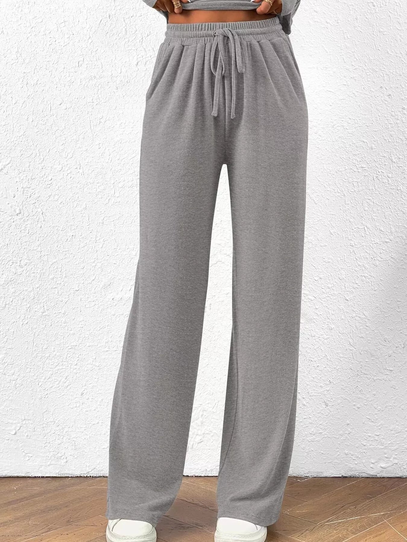 Sarah Express Women's Long Sleeve Top and Wide Leg Pants Set - Two Piece Outfit