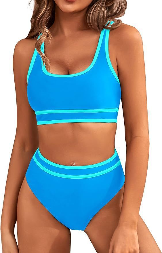Women's Two-Piece Bikini Set - Tight-Fit Solid Color Swimsuit for Beach Swimming