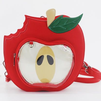Sarah Express Apple-Themed PU Crossbody Bag for Women – Cute Mini Shoulder Bag for School & Daily Commute | Red & Green