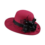 Women's Woolen Cloche Hat Floral Net Veil Dome Style