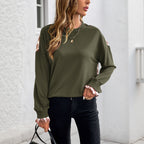 Women's Crew Neck Pullover Sweatshirt Long Sleeve Loose Fit