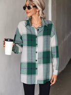 Sarah Express Women's Plaid Button-Down Long Sleeve Shirt