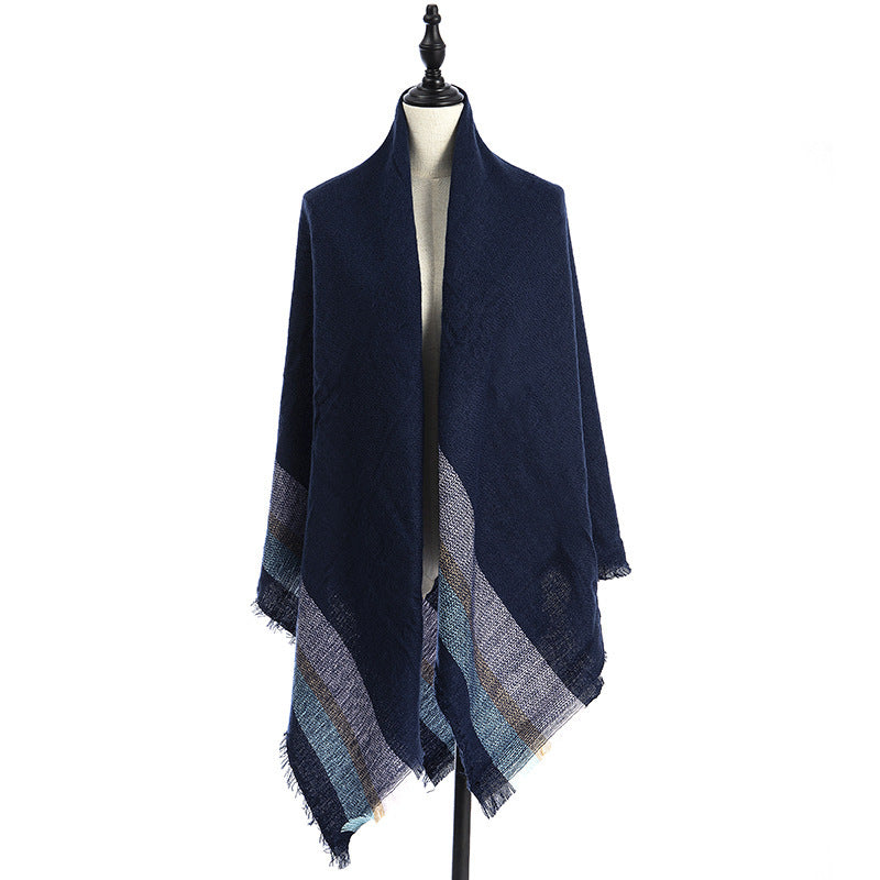 Women's Oversized Square Scarf Cashmere-like Double-Sided Shawl 140cm Woven Fall Winter Accessory