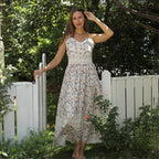 Women's Sleeveless Floral Suspender Maxi Dress