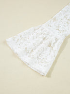 Sarah Express Women's Lace Crochet Bell Sleeve Mock Neck Blouse