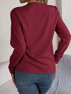 Sarah Express Women's Layered V-Neck Long Sleeve Blouse