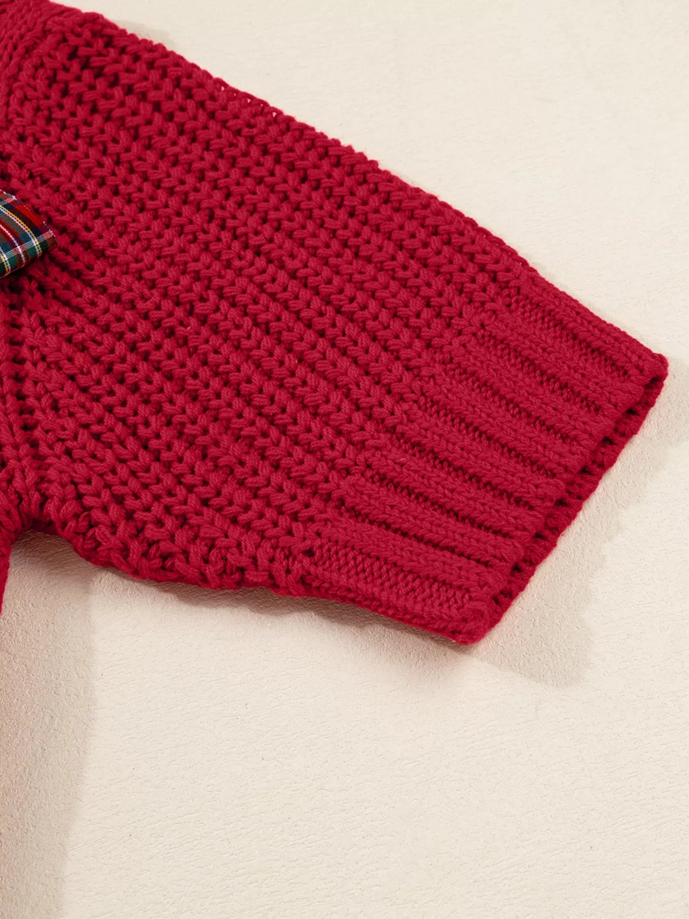 Sarah Express Women's Plaid Lace Up Christmas Holiday Puff Sleeve Sweater