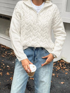 Sarah Express Women's Zip Collar Cable-Knit Sweater