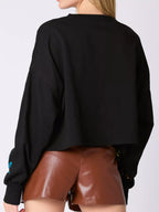 Sarah Express Women's Halloween Colorful Sequin Skeleton Sweatshirt