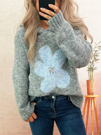 Sarah Express Women's Flower Long Sleeve Hooded Sweater