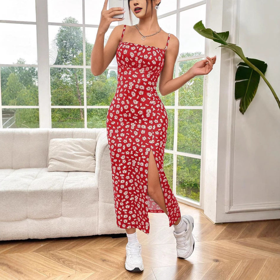 Floral Sunflower Maxi Dress Sleeveless Sheath