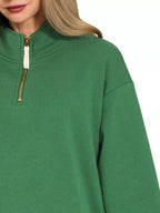 Sarah Express Women’s Fleece Half Zip Sweatshirt with Stand-Up Collar