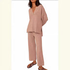 Sarah Express Women's Two-Piece Leisure Set Long Sleeve Top and Pants Casual Suit