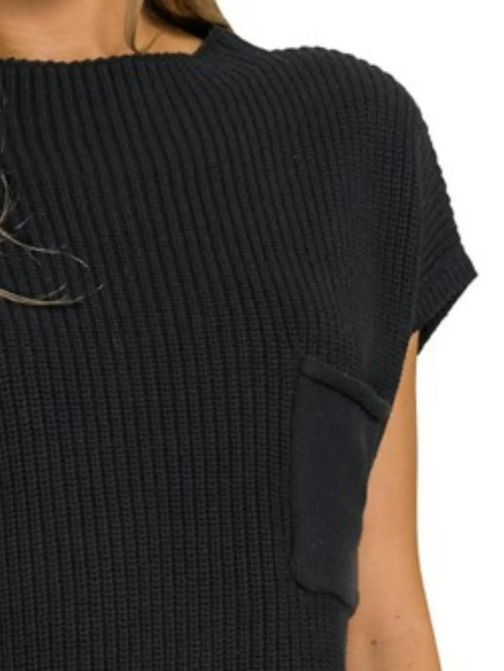 Sarah Express Women’s Short Sleeve Mock Neck Cotton Sweater