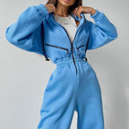Hooded Long Sleeve Jumpsuit Sports Casual