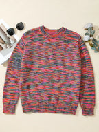 Sarah Express Women's Space Dye Yarn Crew Neck Sweater