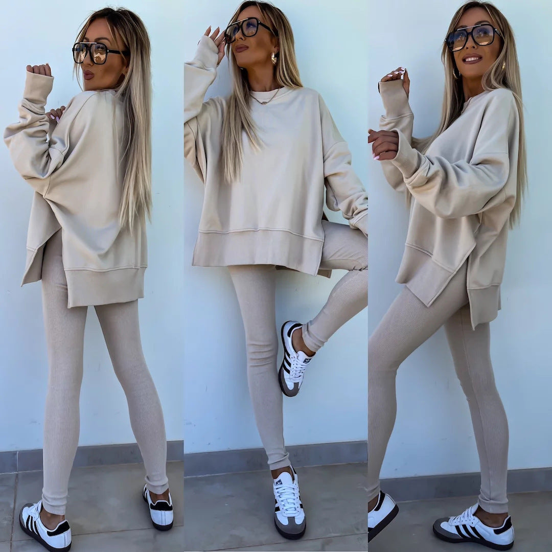 Women's Crew Neck Sweater Top & Pants Set