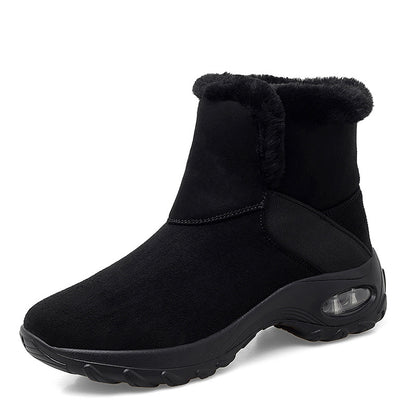 Sarah Express Women's Antiskid Plush Cotton Slip-On Shoes | Thick Sole Cozy Indoor Outdoor Flats Black