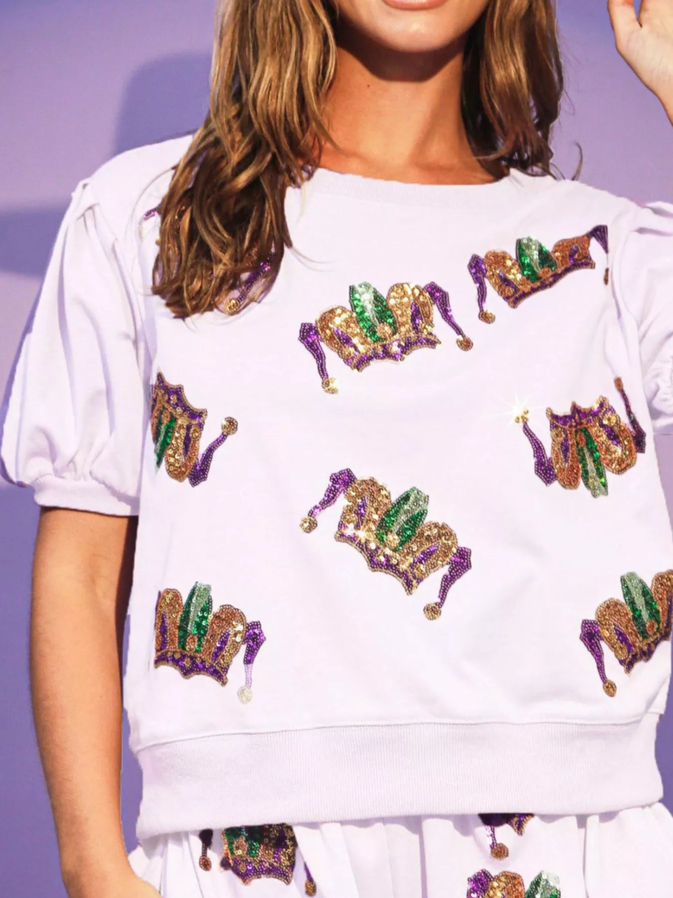 Sarah Express Women's Sequin Round Neck Top and Shorts Set