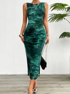 Women's Sleeveless Mesh Maxi Dress Elegant Slim Fit Bodycon Evening Cocktail Gown