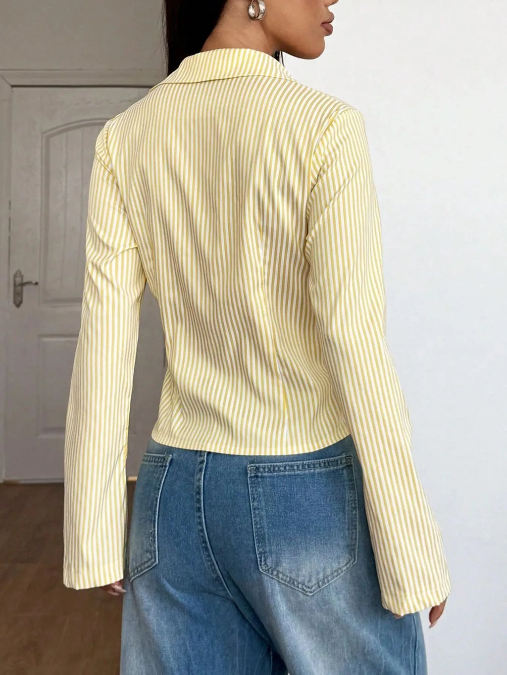 Sarah Express Women's Striped Button Up Long Sleeve Shirt