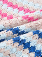 Sarah Express Women's Stripe Eyelet Patterned Drop Shoulder Sweater