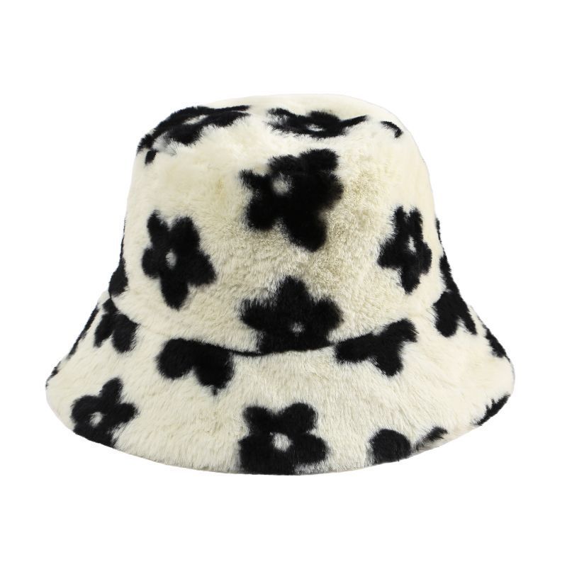 Women's Plush Dome Winter Hat with Floral Accent
