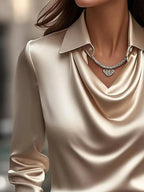 Sarah Express Women's Long Sleeve Blouse with Collar Plus Size