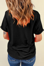 Sarah Express Women's Letter Graphic Round Neck Short Sleeve T-Shirt