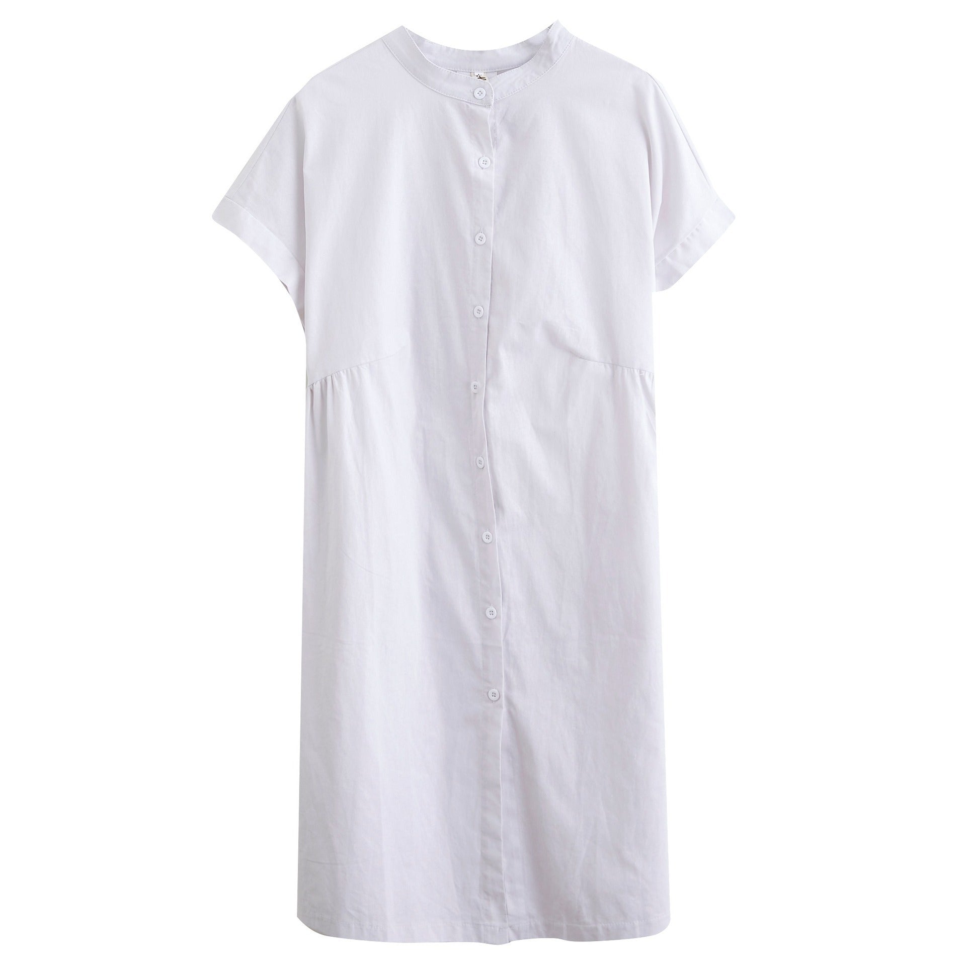 Women's Cotton Linen Stand Collar Loose Fit Dress