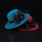 Women's Woolen Cloche Hat Floral Net Veil Dome Style