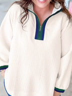 Sarah Express Women's Textured Waffle Knit Half-Zip Sweatshirt