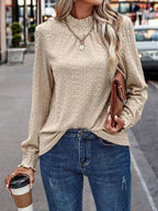 Trendsi Eyelet Long Sleeve Blouse