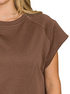 Sarah Express Women’s Textured Knit Jacquard Short Sleeve Top Casual